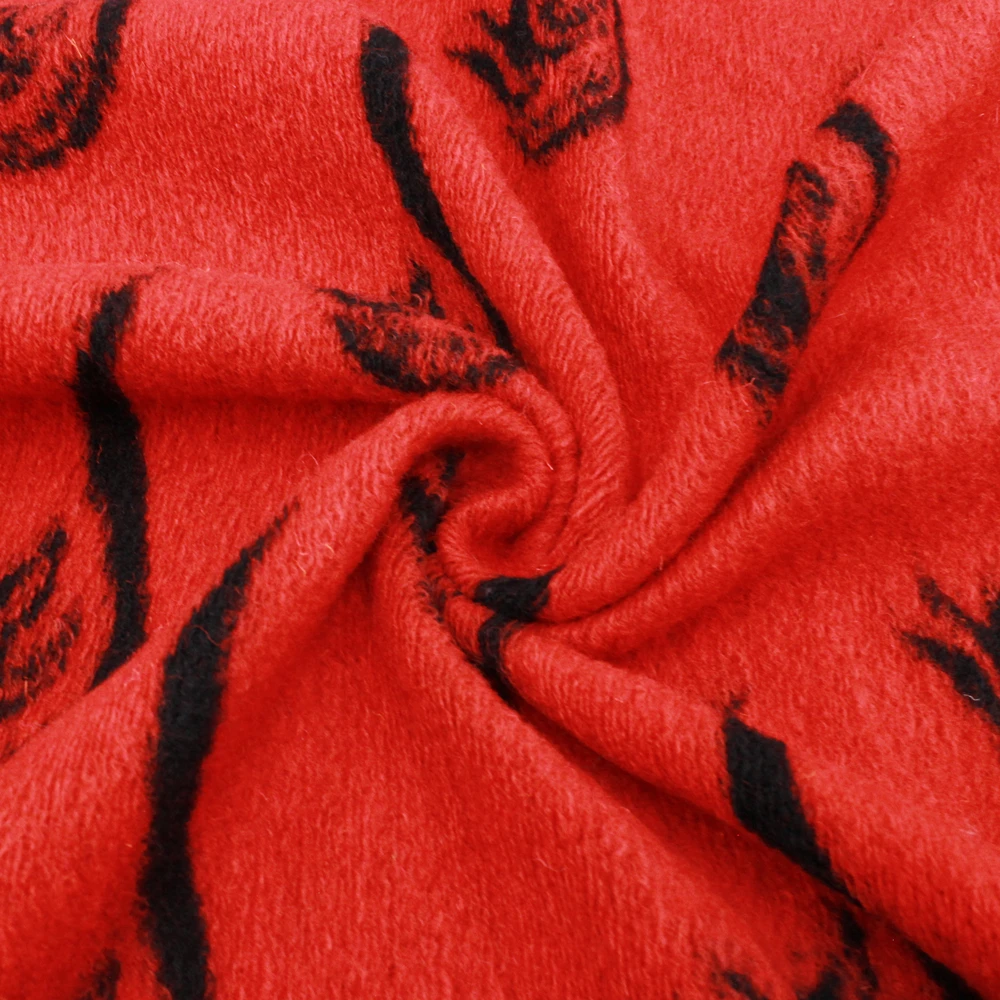 YLSX Autumn and Winter Knitted Red Jacquard Fabric Wool Short Skirt Base Shirt Hoodie T-shirt 145cm50cm | Дом и сад