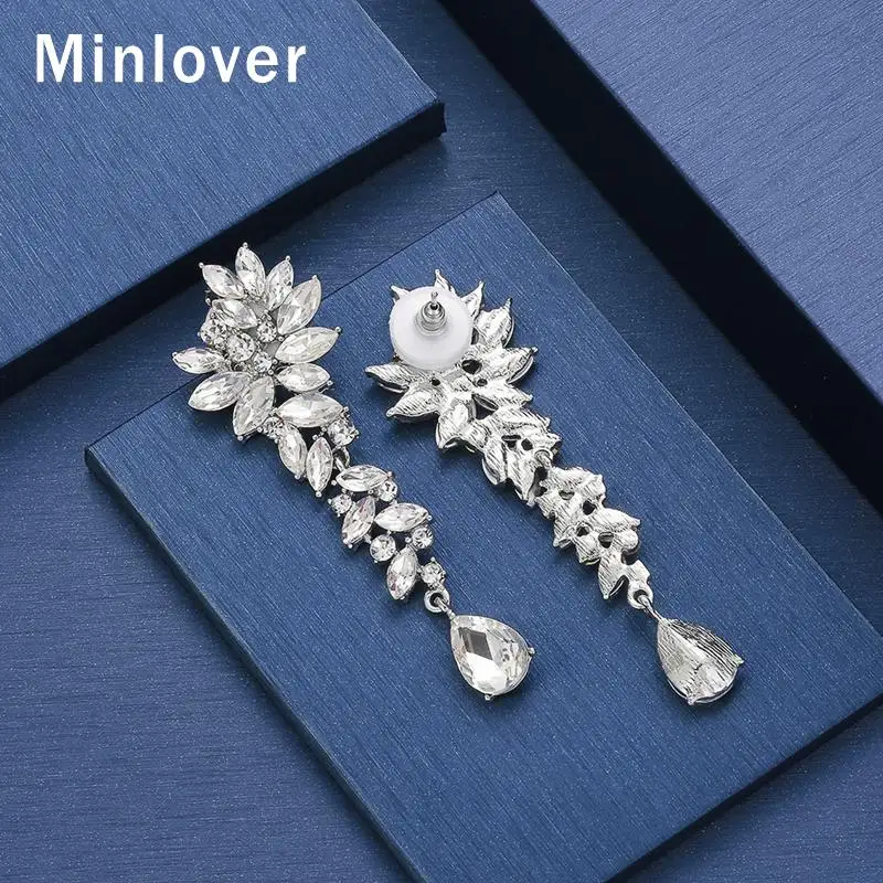 Minlover серебряный цвет конский глаз серьги с бриллиантами для женщин каплевидные
