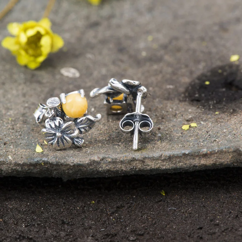 Mythai стерлингового серебра 925 женский Серьги-гвоздики Винтаж Jewelry старый стиль