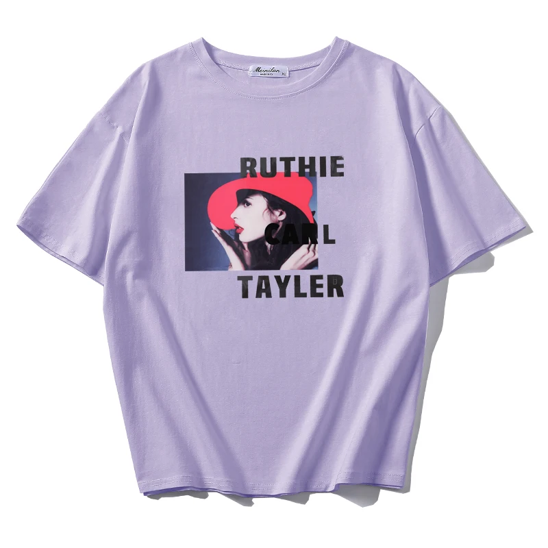 new 2019 summer fashion Women tops tees t-shirts short sleeve Casual tunic basic shirt t print 100% cotton blue | Женская одежда