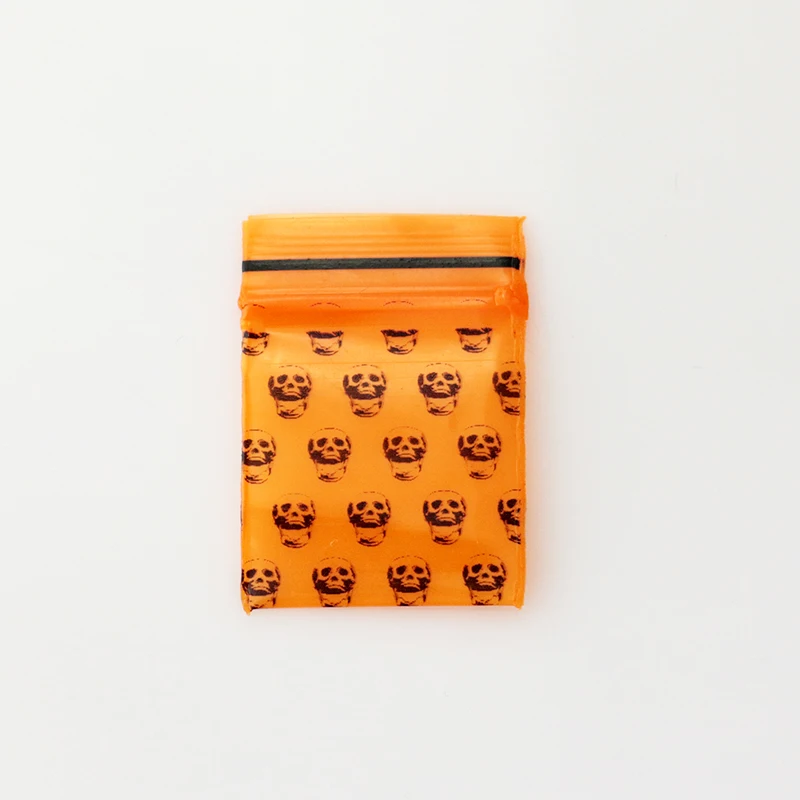 100PCS 0.2mm 2cmx2.8cm /0.78inch x 1.1inch PE Orange Skull Pattern Self Sealing Zip Lock bag Plastic Packaging Pouch | Украшения и