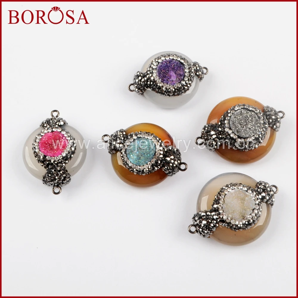 BOROSA 5/10 шт. круглый ворот ручной работы проложить природный кристалл с цирконами