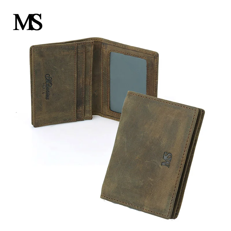 Мужской кошелек MS из натуральной воловьей кожи высокого качества короткий