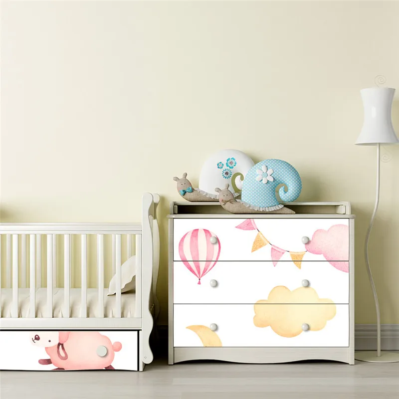 Sweet Warm Pink Sheep Balloon Wall Sticker Nordic Style Children House Decorative Wallpaper Self-adhesive Wardrobe Surface Decor | Дом и сад