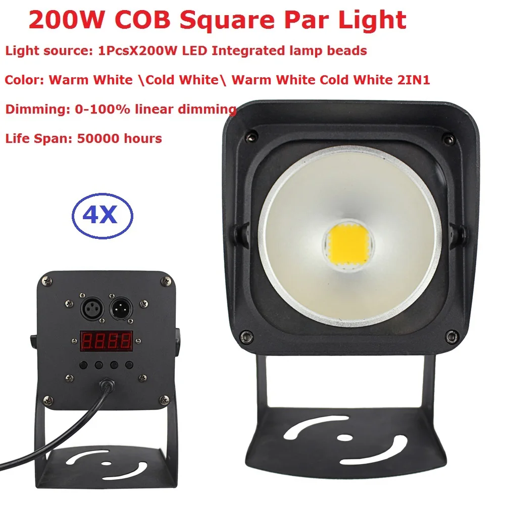 COB Par Light 200 Вт 4 упаковки теплый белый/холодный белый Led можно стирать диско DJ DMX512
