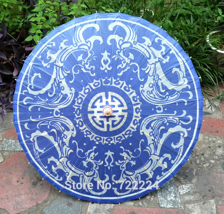 Dia 84 см китайский древний синий и белый Paraguas традиционный танцевальный зонтик