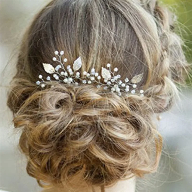 

Hair Jewelry Crystal Rhinestone Flower Faux Pearl Hairpin Wedding Bridal Hair Comb Clip Cool