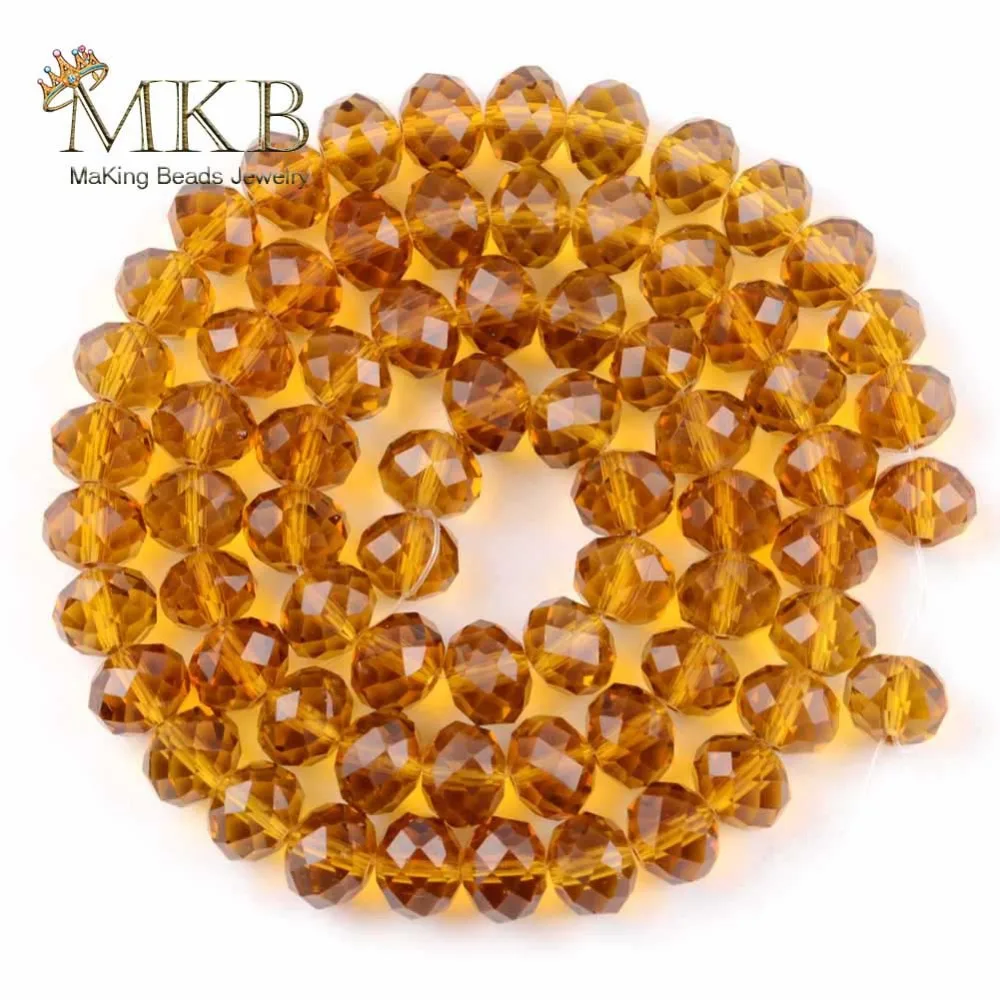

4 6 8 10 12mm Faceted Champagne Gold Crystal Rondelle Beads for Making Jewelry Acccessories Fit Diy Bracelet Necklace Wholesale