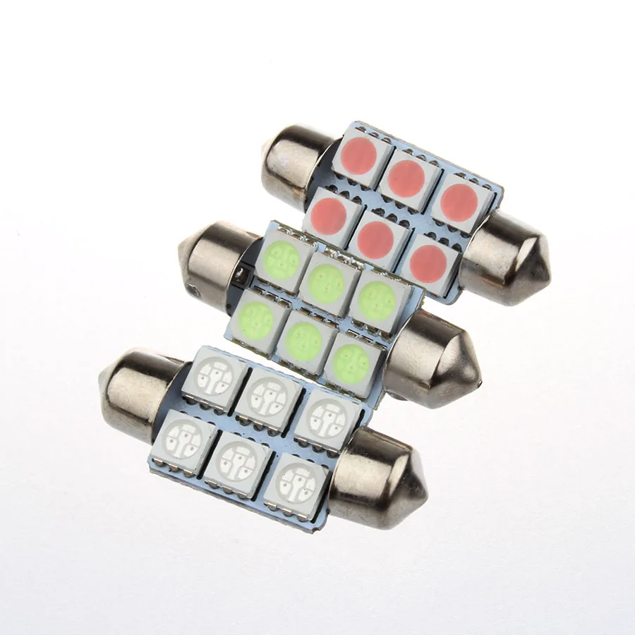 2 шт. белый гирлянда светодиодный купольный светильник 5050 SMD 6 C5W авто Интерьер