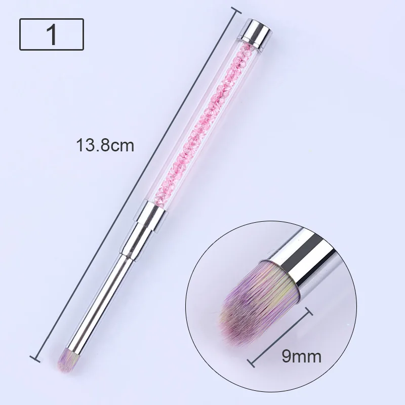 Кисть для градиентного рисования в форме веера розовая ногтей ручка Стразы