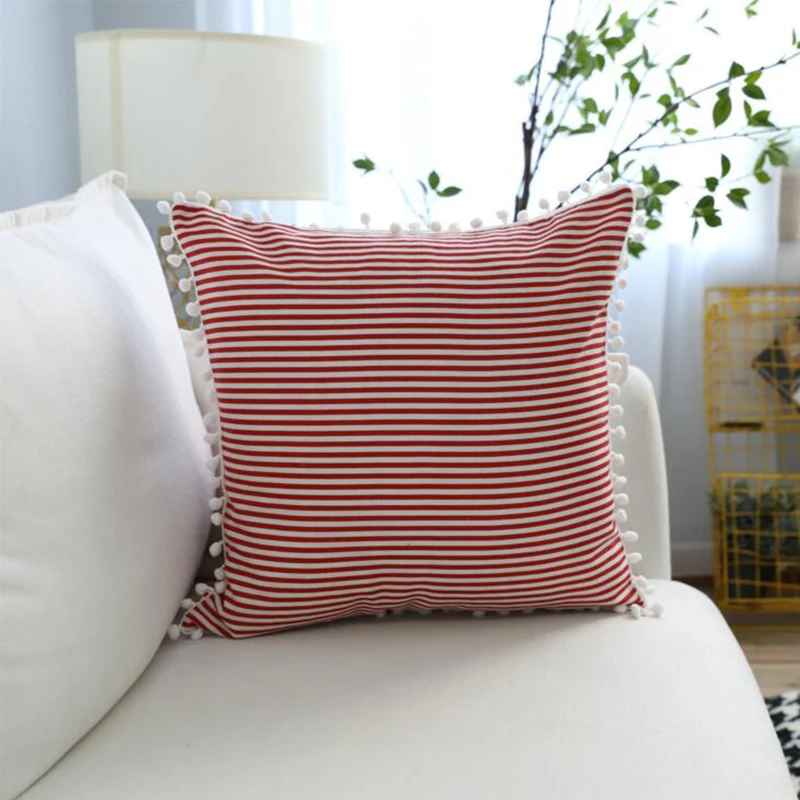 Горячая Распродажа креативная наволочка с белым шариком 45х45см в полоску