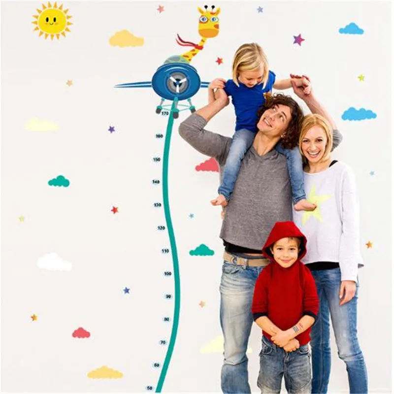 1 шт. Мультфильм солнце облако космический корабль жираф высота наклейка для