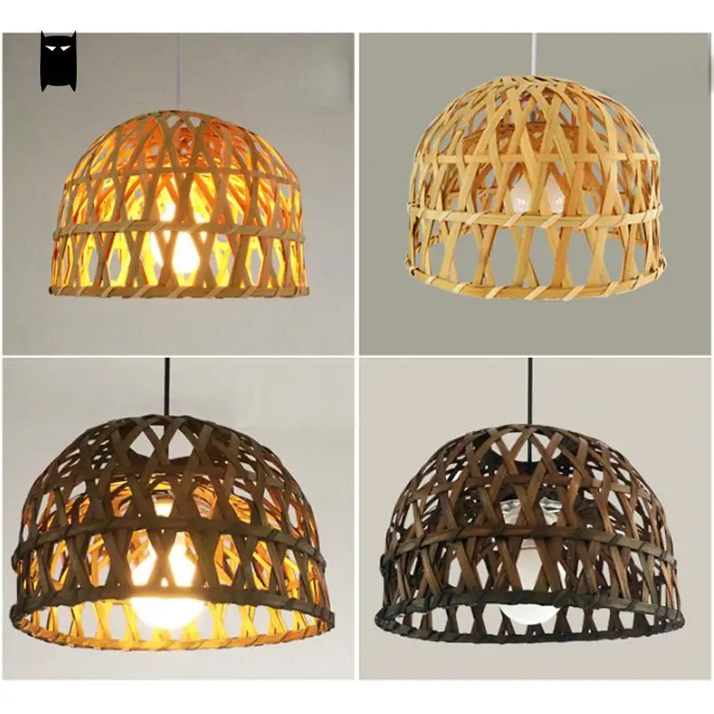 Круглая плетеная из натурального кофе и бамбука подвеска в виде корзины ротанга