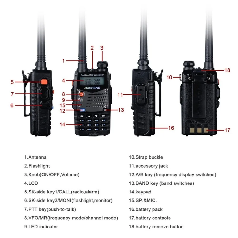 BAOFENG UV-5RA профессиональный ручной приемопередатчик fm-радио приемник рация переговорный сканер двухдиапазонный двойной режим ожидания
