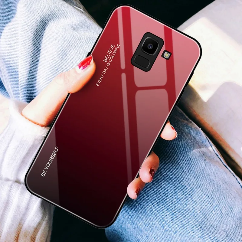 1 шт Для samsung Galaxy J4 Plus J6 Plus анти-чехол от царапин мягкий край закаленное стекло твердая задняя крышка для Galaxy A6 Plus A8 Plus