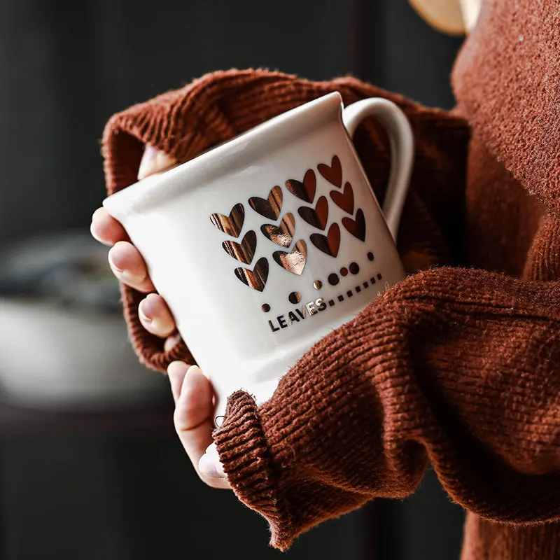 NEW Creative Vintage Gold Love Ceramic Coffee Mug Porcelain Juice Drinking Water Milk Tea Cup Gift for Friend Couple | Дом и сад