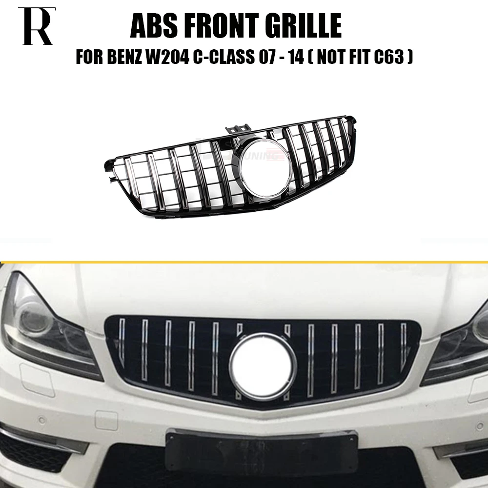 W204 ABS GT стиль передний бампер Гриль решетка для Mercedes Benz C180 C200 C220 C260 C300 C350 7-14 (без