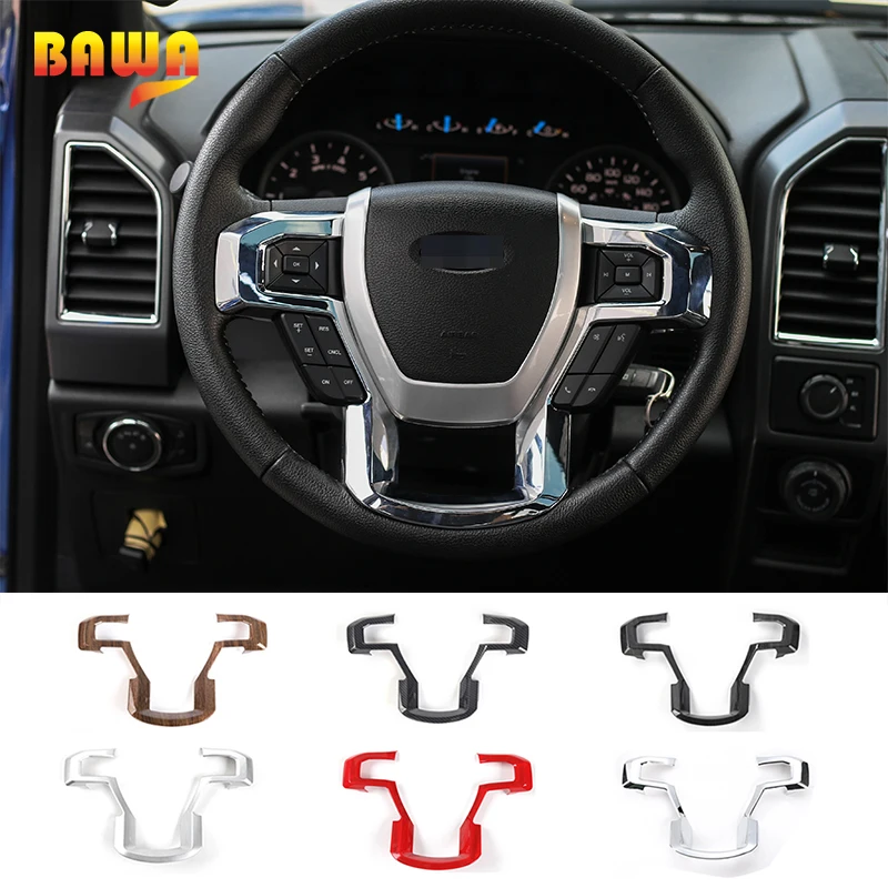 

BAWA Car ABS Steering Wheel Trim Interior Decoration Sticker Accessories For Ford F150 2015 Up Car Styling