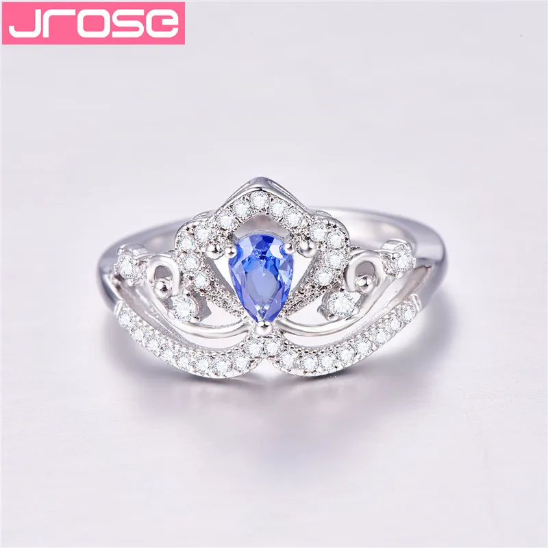 JROSE новая мода Серебряная корона форма капли воды горный хрусталь кристалл