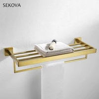 brushed gold stainless steel towel rack square towel rail holder wall mounted bathroom hardware accessories brushedmirrorblack