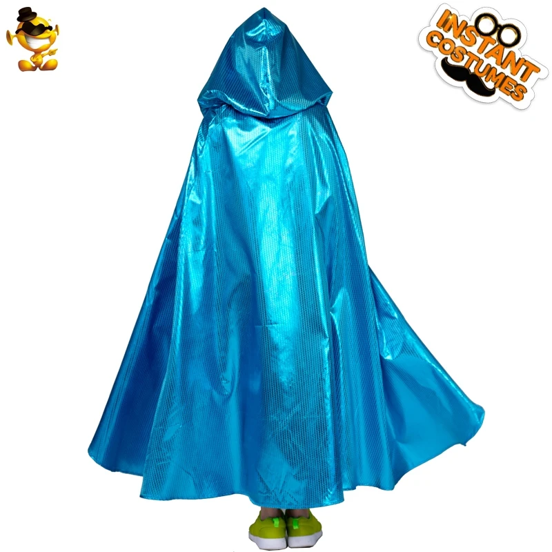 DSPLAY Halloween Kids Cloak Costume Girls High Quality Blue Long Cape Attached Hooded For Cosplay Party | Тематическая одежда и