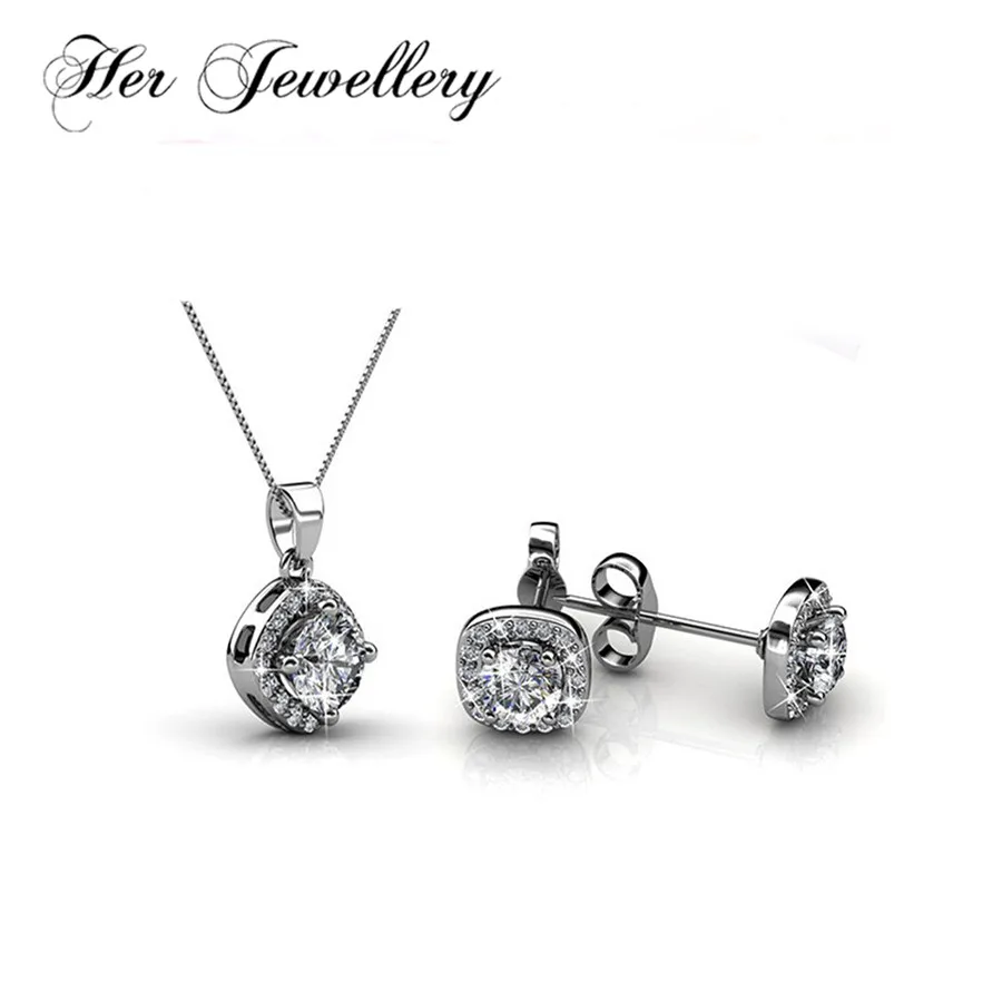 Ее ювелирные изделия 2 шт серьги/ожерелье набор влюбленных носить Сделано с