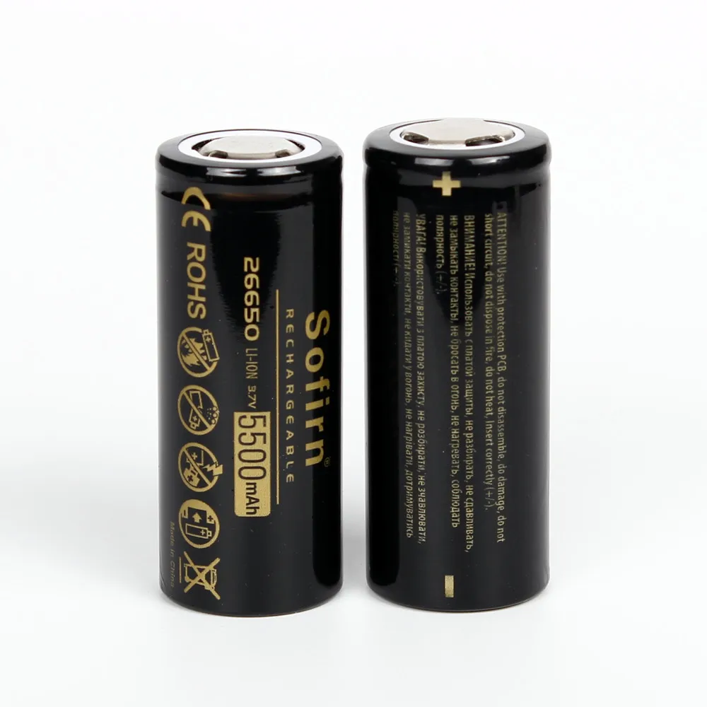 Sofirn 3,7 V 26650 5000mAh перезаряжаемые батареи высокой емкости литиевая батарея для светодиодный фонарик литий-ионные батареи