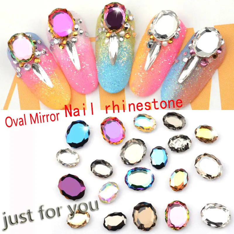 500pcs Shinny Nail Art Rhinestones Oval Mirror Crystal Diamond Glass Gem Stone Strass 3D Charm Jewelry Accessories BIG PACK | Дом и сад