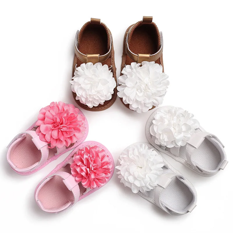 Big Flower Baby Girl Shoes Summer Infant Toddler Shoes First Walkers Soft Bottom Non-Slip Pu Leather Newborn Baby Shoes Schoenen