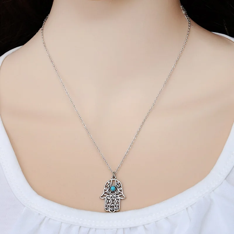 Ожерелье JINSE винтажное серебряное золотое с цепочкой Фатима гамса|necklace collar|hamsa hand