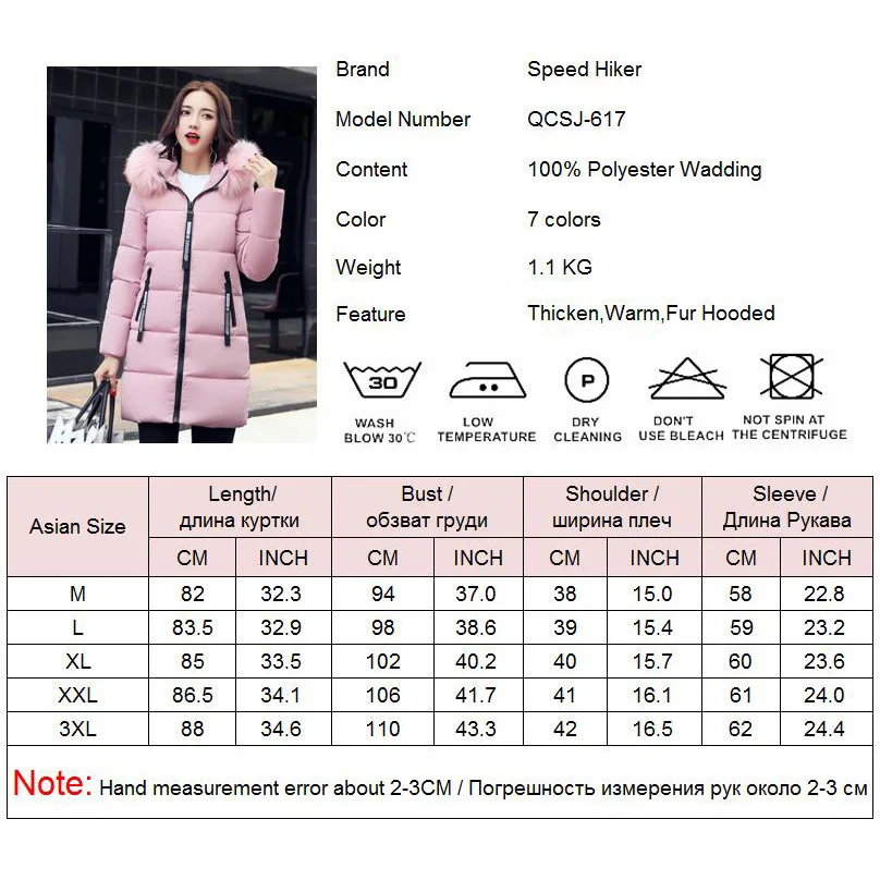 

Women Parkas women 2018 Winter Jacket Mid-long Thicken Warm cotton-padded Down Parkas Coat Big Fur Collar Hooded Jacket for girl