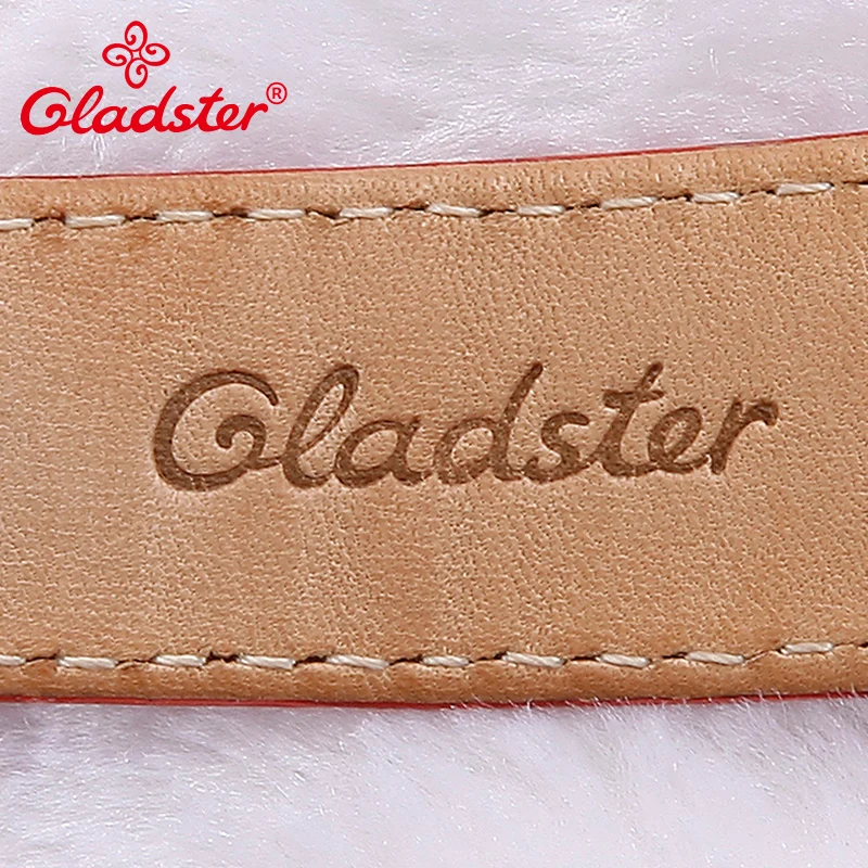 Женские наручные часы Gladster красные черные кожаные кварцевые с сапфировым
