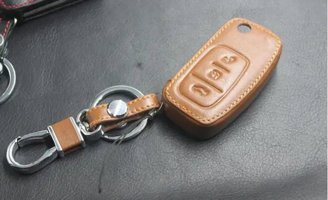 

QDAEROHIVE genuine leather car Key Case Cover For ford focus