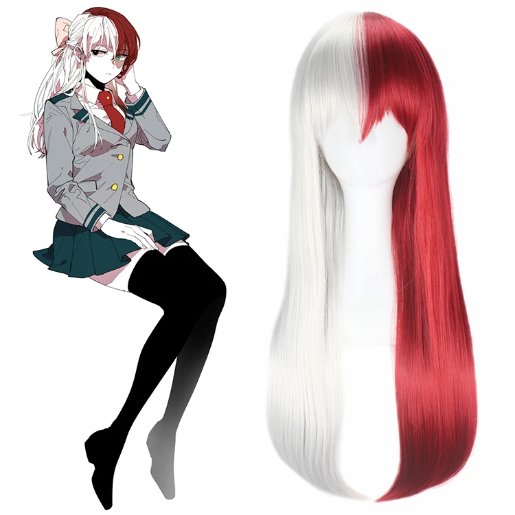 Женский длинный парик с героями мультфильма Мой герой Todoroki Shoto карнавальный