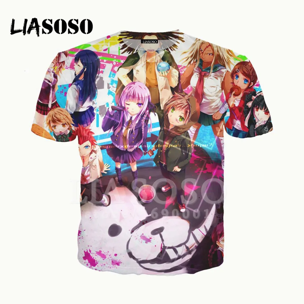 LIASOSO 3D принт для женщин и мужчин аниме Danganronpa Trigger Happy Havoc Kawaii футболка девочек