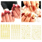 Наклейки для ногтей с золотыми цветами, Геометрические линии, разные дизайны, самоклеящиеся переводные наклейки, слайдер, 3D украшения для дизайна ногтей