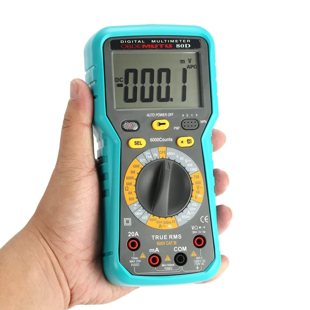 Цифровой Multimeter80D 6000 отсчетов мультиметр True RMS AC/DC Вольт Ампер Ом диод емкости