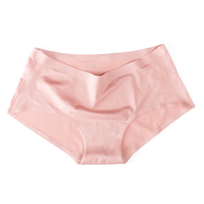 Pink Сексуальные шелковые Бесшовные женские трусы из хлопка со средней талией, женское нижнее белье для девушек, супер мягкие освежающие трусики - Цвет: Pink