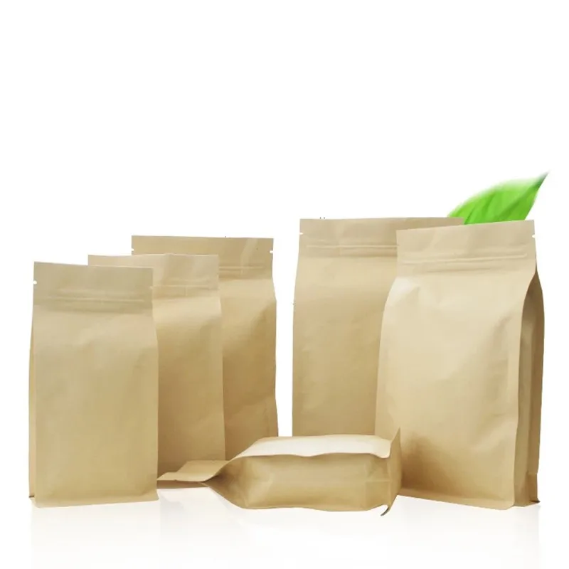 Вместительная металлическая сумка на молнии с замком ziplock, стоячий мешок, сумка для хранения на молнии, пакетик для кофе из крафт-бумаги, 50 шт./лот