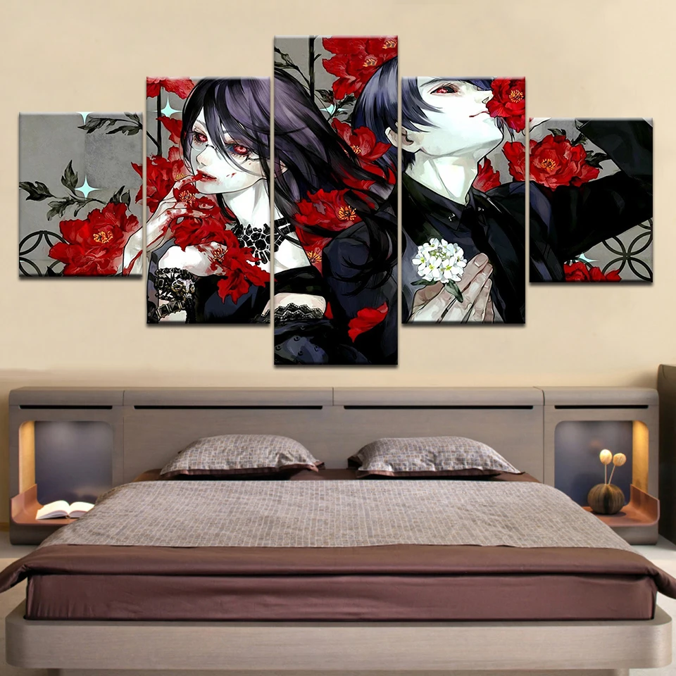 Картина на холсте настенная живопись 5 шт. Токийский Гуль картина японский стиль