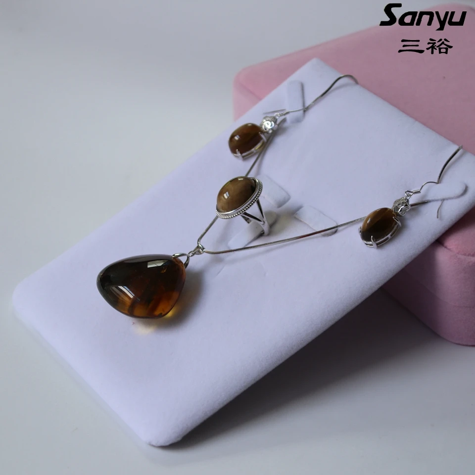 Оригинальный бирманский янтарь + 925 набор украшений Стерлинговый