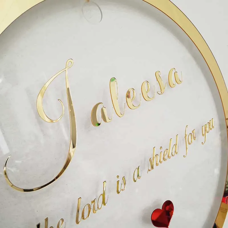Индивидуальный знак имени круглый зеркальный Золотой акриловый ребенка декор