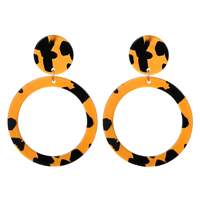 ez251f Women's Earrings Fashion Korea Acrylic Leopard Pattern Bohemian Charm Geometric Drop Earrings for Girls Jewelry Gifts New - Окраска металла: ez251f