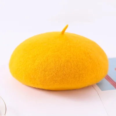 yellow Зимний Элегантный шерстяной берет Женский Повседневный уличная теплый берет шапка осенние вечерние Клубные женские Берет шапочка - Цвет: yellow