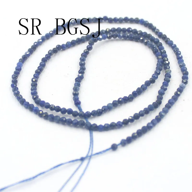 Free Shipping 2mm Faceted Blue Lapis Lazuli Gems Stone Spacer Bail Seed Mini Fashion Round Beads Strand 15&quot|Бусины| |
