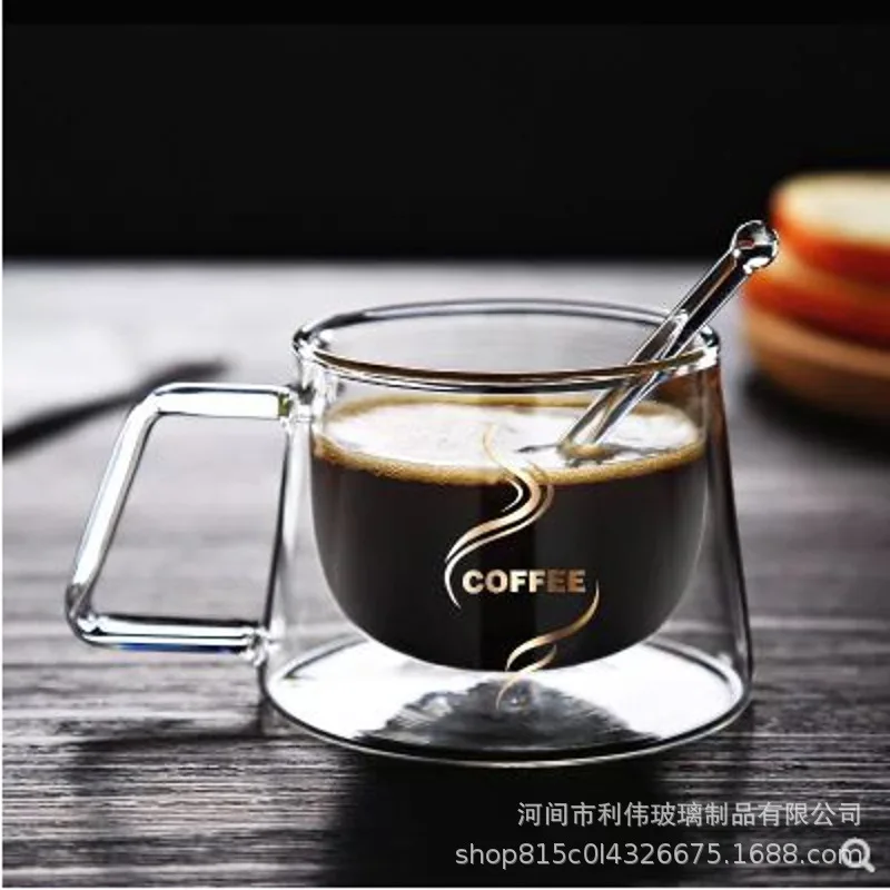 coffee cup Sugan Life2019 новая кружка с двойными стенками офисные кружки термоизоляционная двойная кофейная кружка кофейная стеклянная чашка посуда для напитков молоко - Цвет: coffee cup