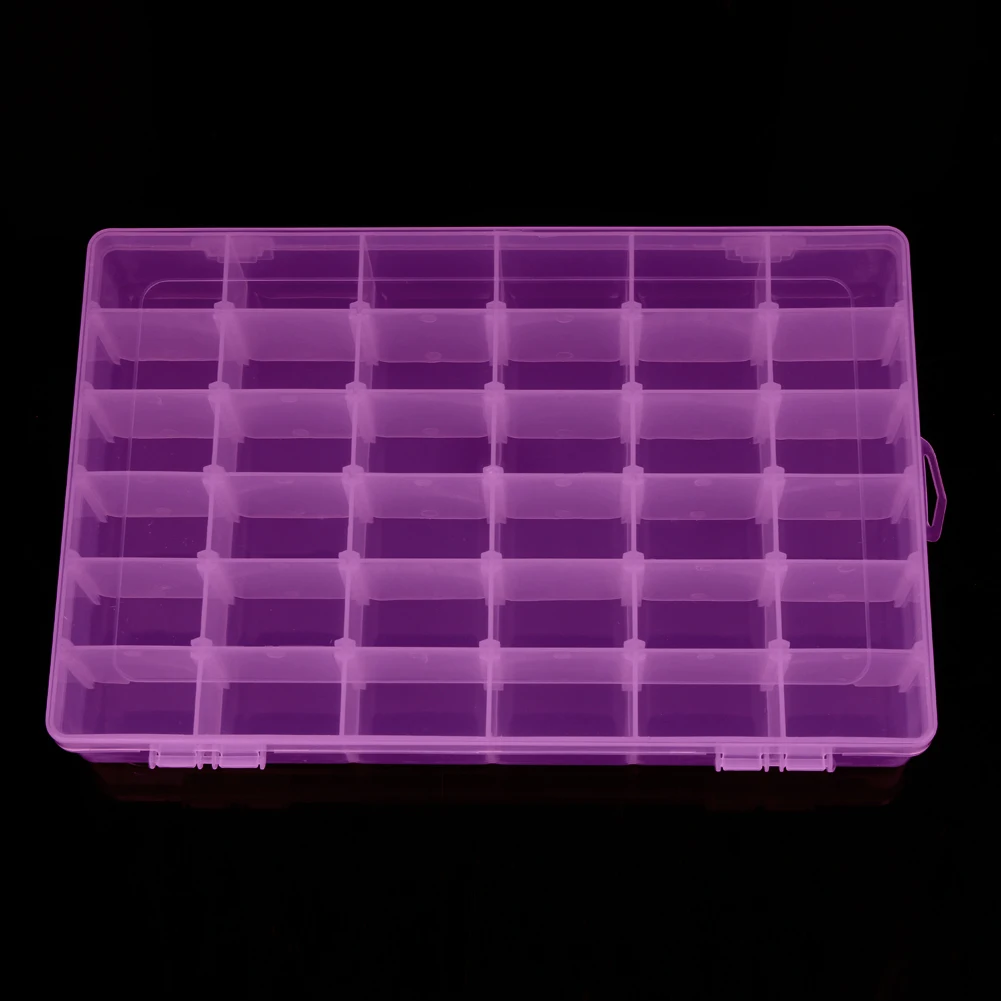 Регулируемый пластиковый ящик для хранения с 36 ячейками 4 цвета прозрачный