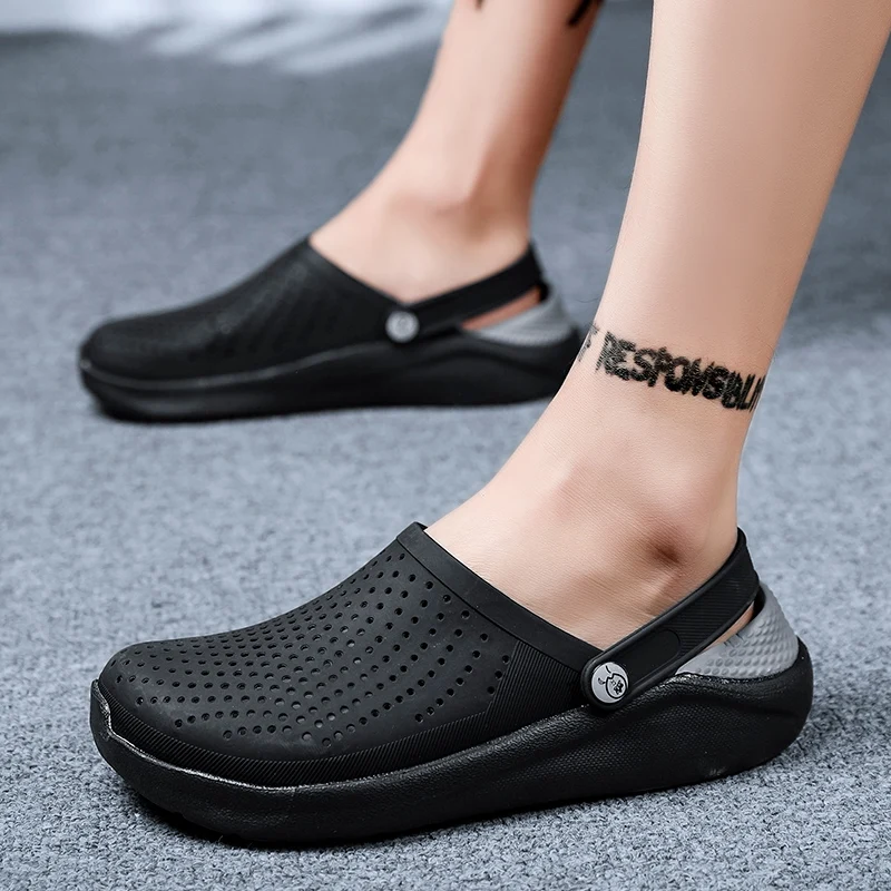 Мужские сандалии Crocks LiteRide Hole Shoes Crok резиновые сабо для мужской из ЭВА унисекс садовая обувь черный Crocse Adulto Cholas Hombre