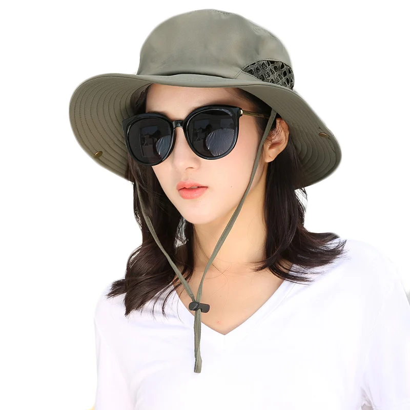 

Sun Hat Men Bucket Hats Women Summer Fishing Cap Wide Brim UV Protection Flap Hat Breathable Mesh Bone Gorras Men Sun Beach Hat