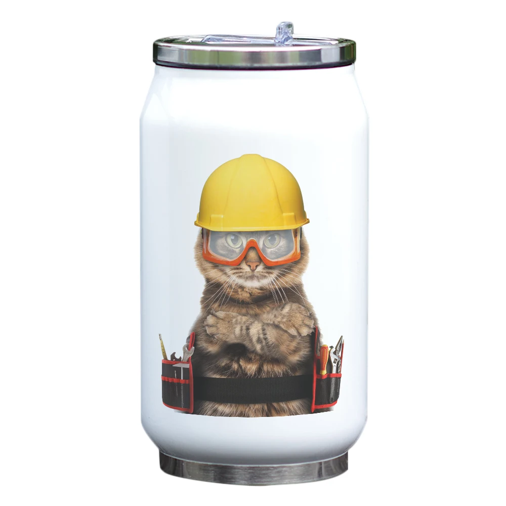 11oz Cola Water Can Fantastic Designed Cats Theme Insulated Thermos Double Wall Stainless Steel Vacuum Bottle Gift for Kids | Дом и сад